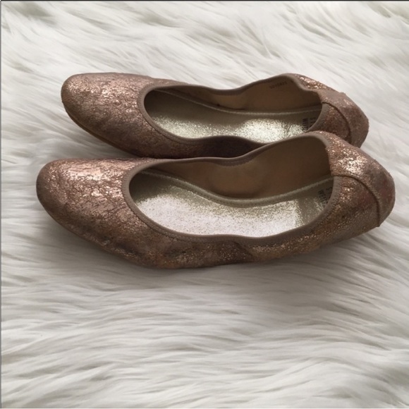 Stuart Weitzman Frisky Scrunch Penny Ballet Flats 9.5 Crackled Gold - Picture 4 of 8